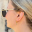 Boucle d’oreille chaîne effet piercing – Pierre verte