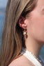 Boucles d’oreilles Luna 4 en 1 en acier inoxydable doré avec pierre de lune et médaillon