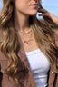 Collier Charlotte – Breloques fleuries, pierre de soleil et perles