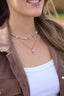 Collier Antibes chaîne satellite porté, pendentif bouquet de pierres bleues