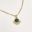 Livia, Collier Malachite en acier inoxydable doré avec pierre naturelle.