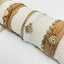 Duo bracelet ruban en soie caramel, avec pendentif œil protecteur et chaîne assorties