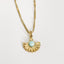 Collier doré avec pendentif soleil et pierre d’Amazonite.
