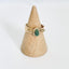 Bague en acier inoxydable doré avec pierre naturelle verte malachite.